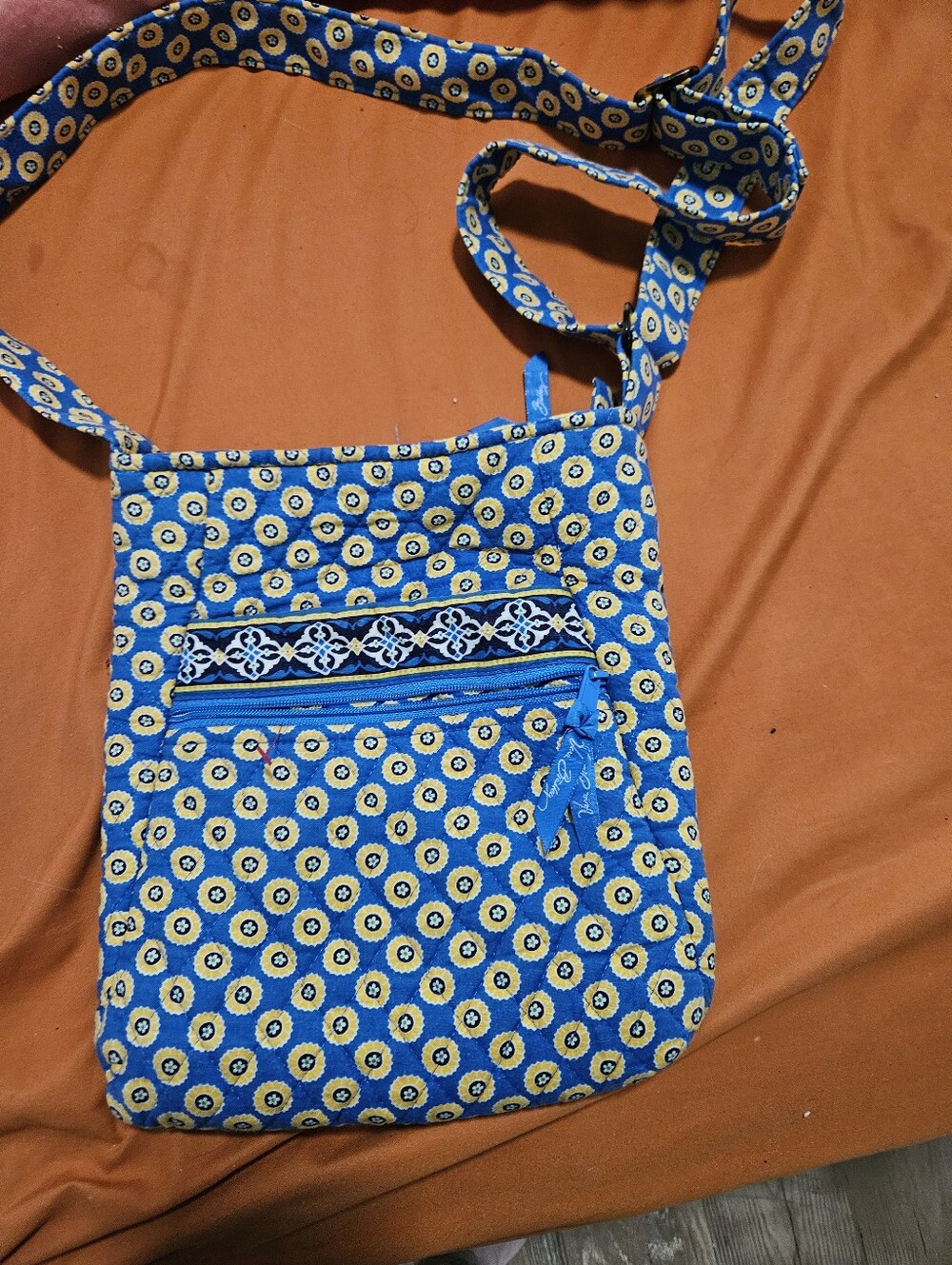 Vera Bradley Blue and Yellow Patterned Crossbody Bag